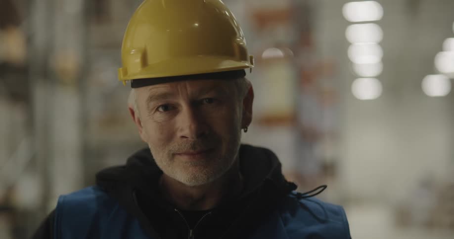 A man smiles as he puts on his hard hat
