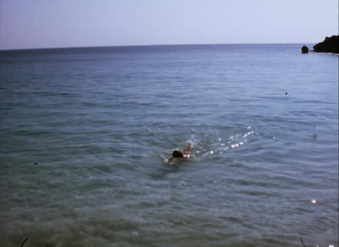 A man is swimming in the water