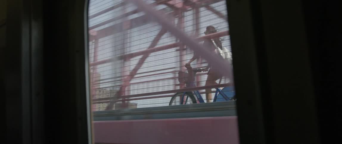View out of a window of a moving train