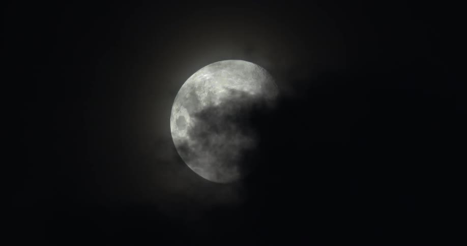 Clouds passing in front of the moon