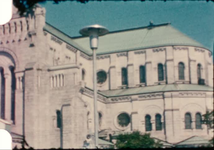 A church caught on vintage film at daytime