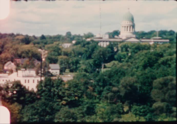 A domed building stands out of the tree tops