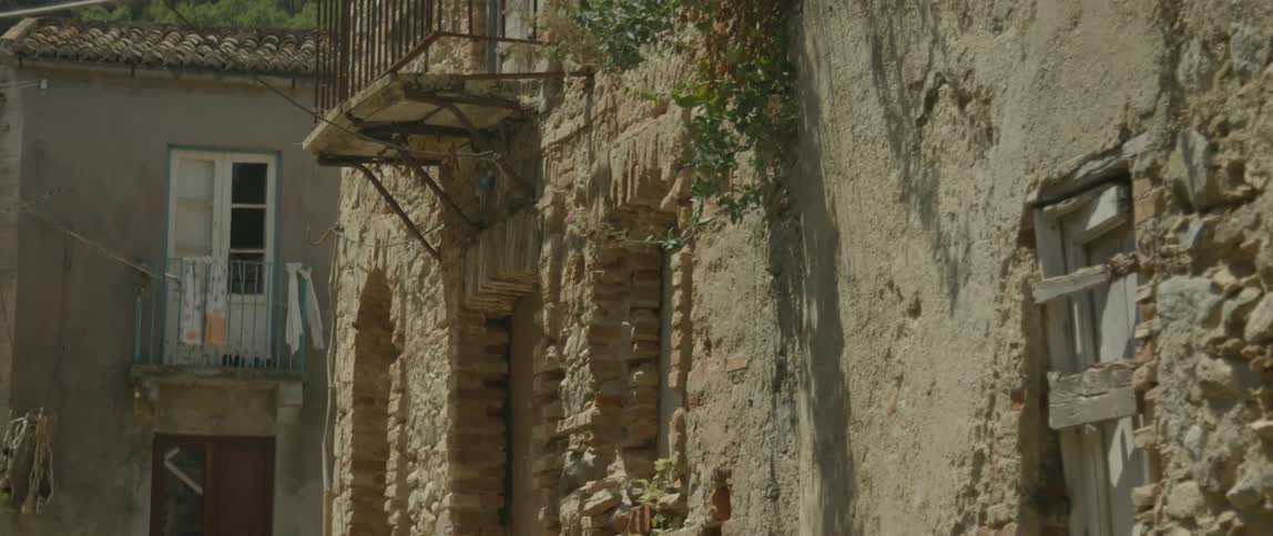Stone buildings line this street