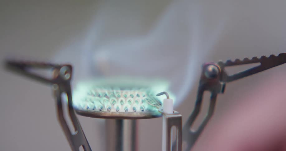 A view of a burner igniting up close