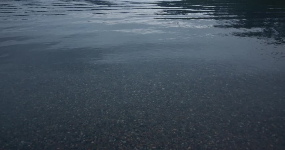 Close up shot of water gently rippling in a lake
