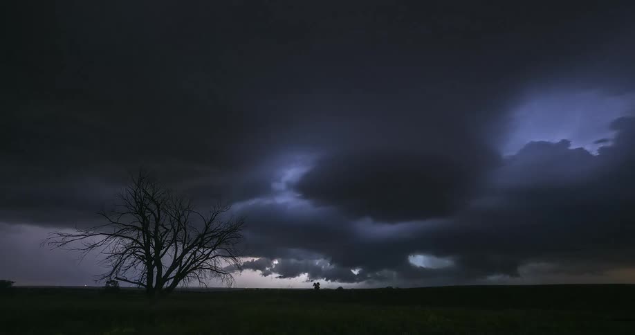 Lightning and showers rage across the field