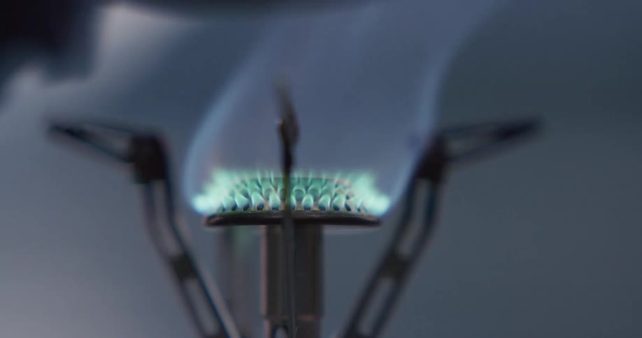 A view of a burner with metal on either side