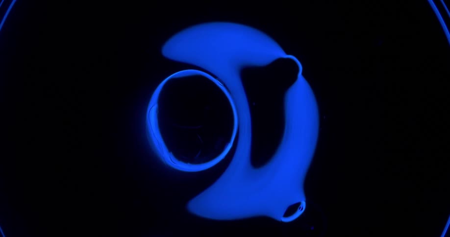 The blue ink is spinning fast