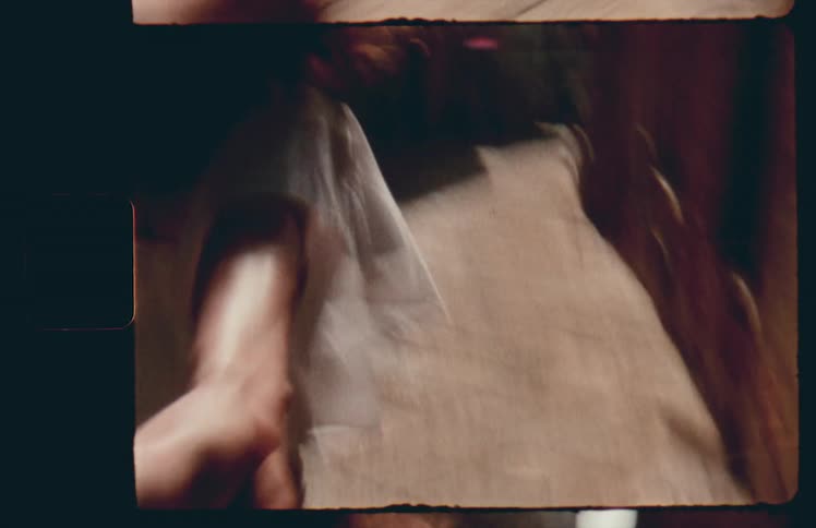 A woman running down a street