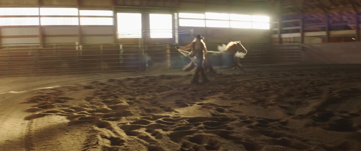 A woman that is holding a rope with a horse on it