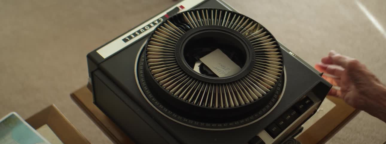 A view of a slide projector on a table