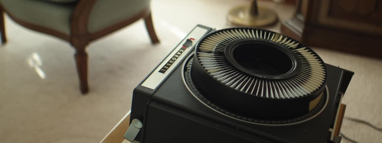 Vintage slide projector in use