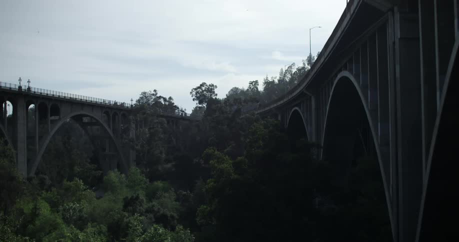 A tall bridge with arches supporting it
