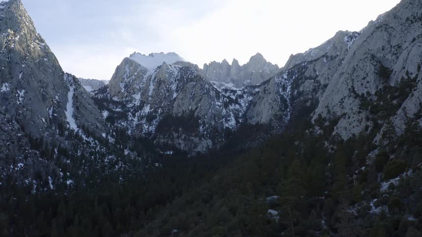 Snow covered peaks in a mountain range