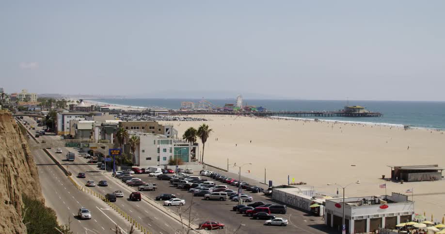 View of a busy road next to a beach