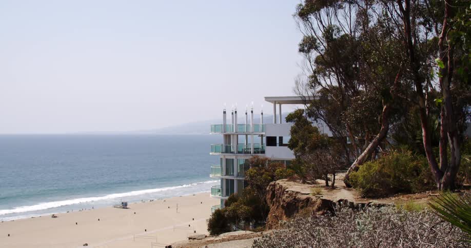 Building on Hillside Overlooking Pacific Ocean