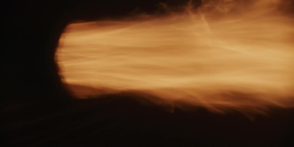 A jet engine burning at night