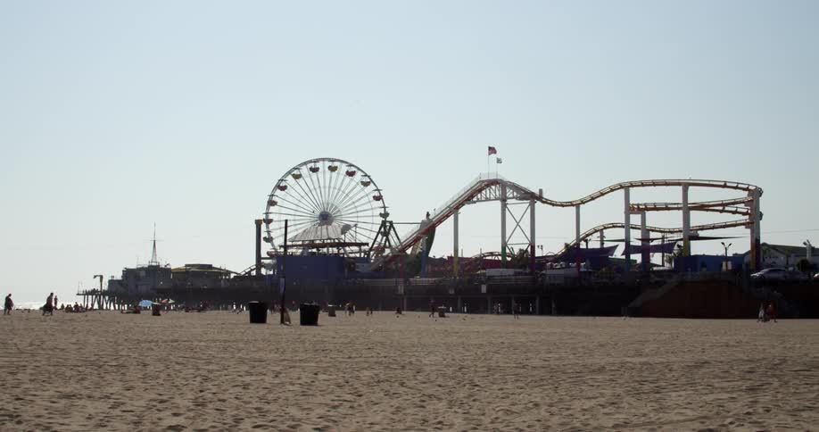 Santa Monica Pier Ferris Wheel and Roller Coaster