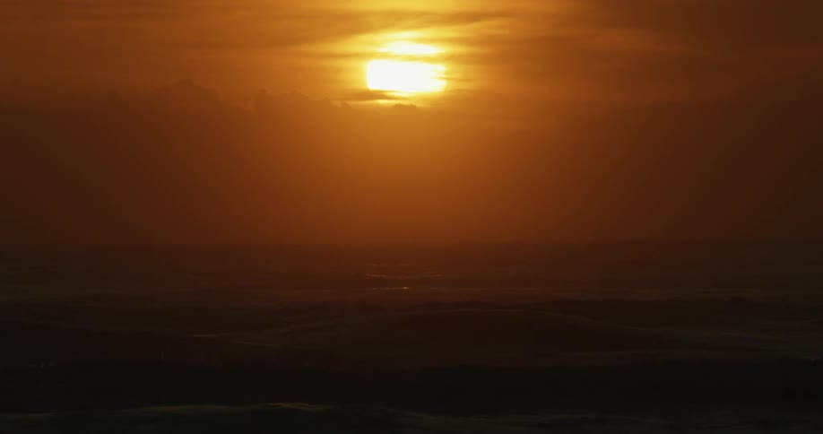 A view of the sun setting