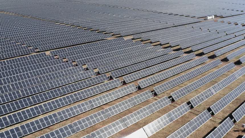 Solar farm with many solar panels