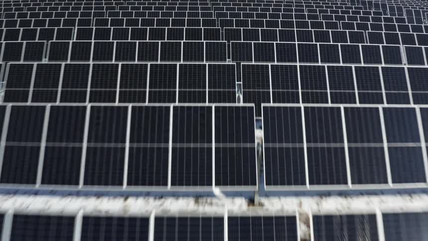 Solar farm with many solar panels