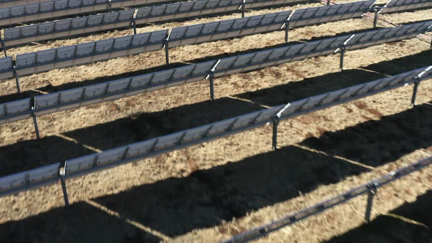 Solar farm with many solar panels