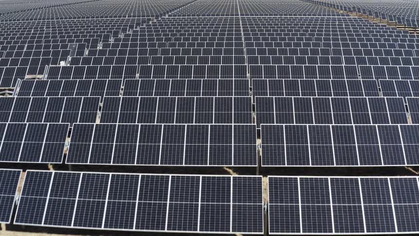 Rows of solar panels outside