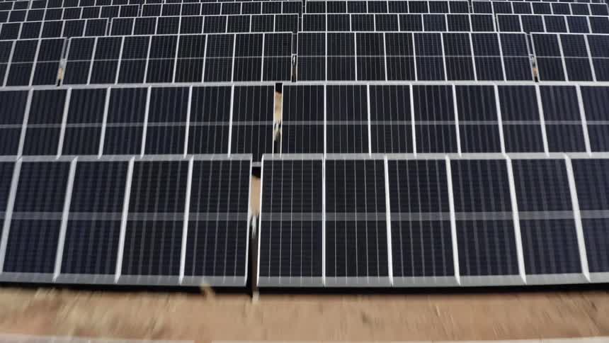 Solar farm with many solar panels