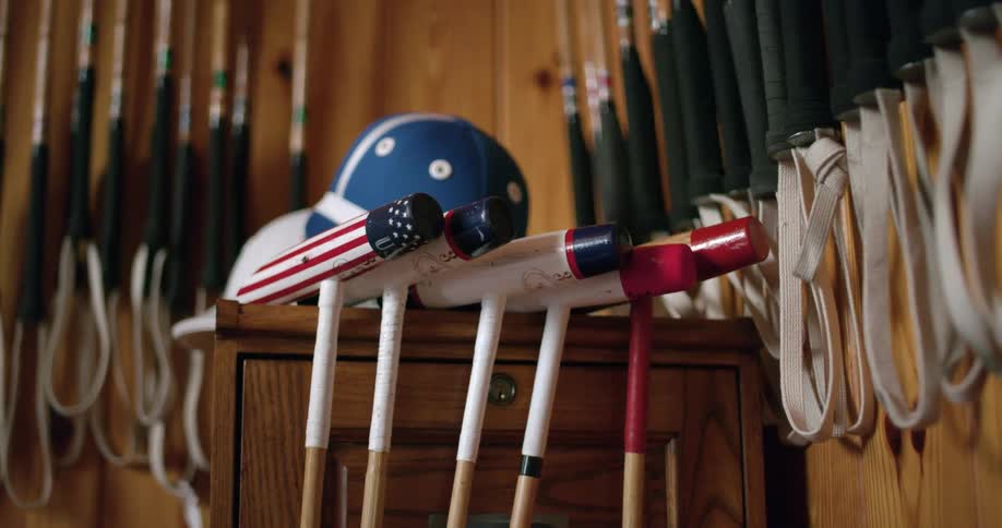 Equestrian sports equipment inside a stable