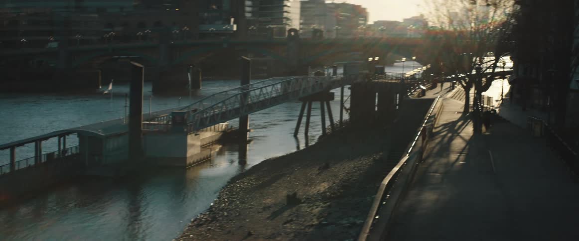 Tall skyscrapers on the skyline of a city at sunset