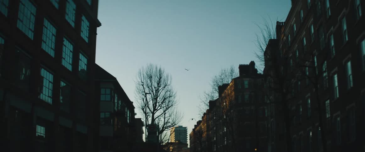 A view of buildings in a neighborhood in town