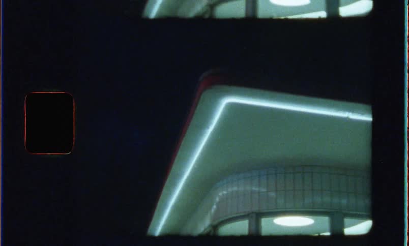 A building with lights and windows