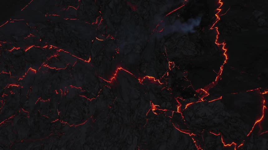 A view of lava flows in a mountain