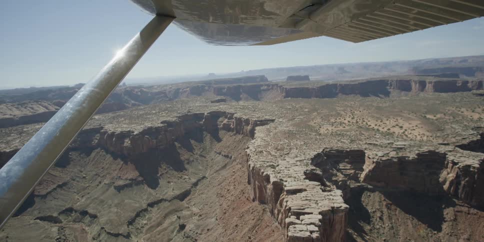 A canyon as seen from a small plane