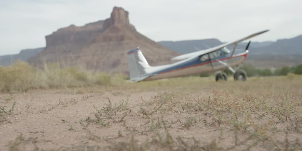 A plane is parked on a field