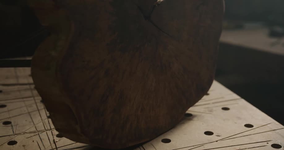 A close up of a tree trunk that has been cut and made in to furniture