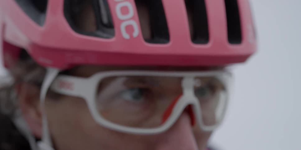 Close up of a man wearing a helmet and goggles
