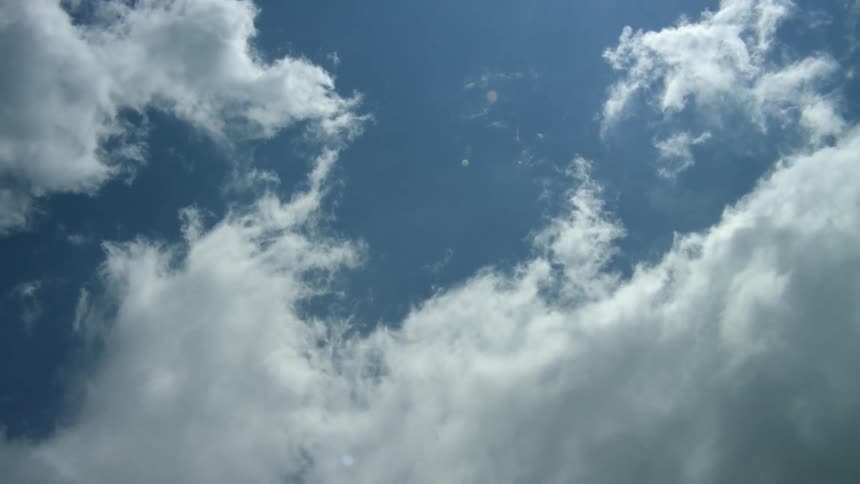 Clouds are moving fast in the sky at midday