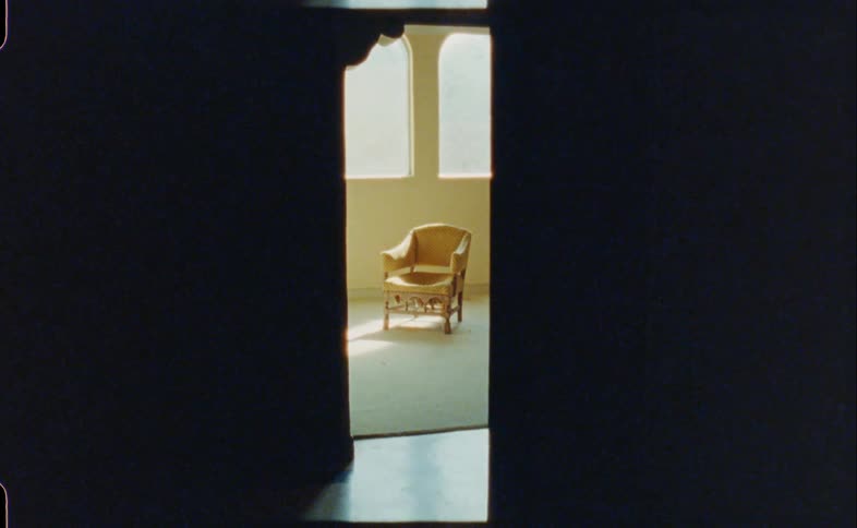 Brown armchair stands in the middle of the room