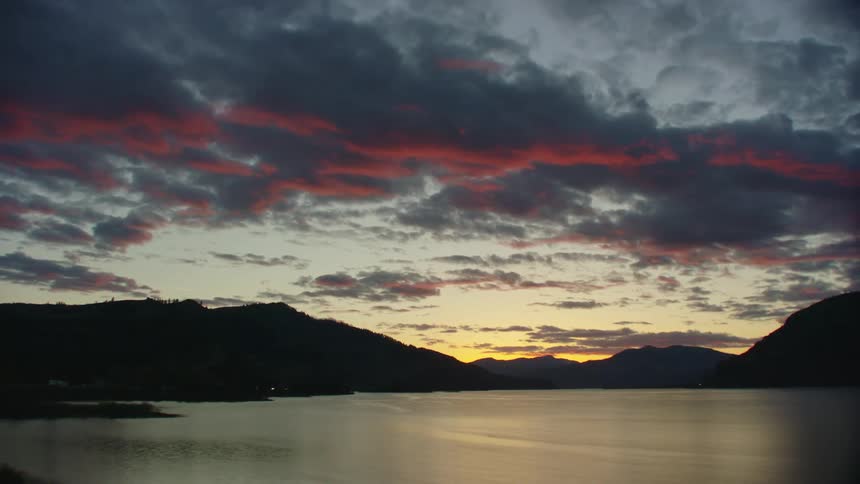 Brilliant sunset colors in this low altitude aerial along the Columbia River