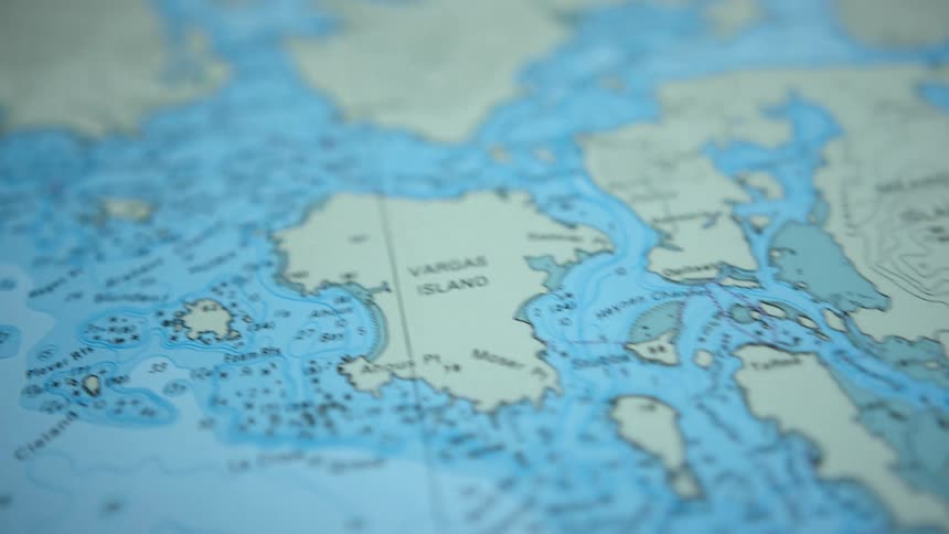 Map shows oceans in blue and land in light gray both labeled in black lettering