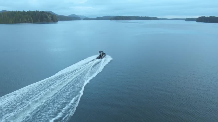 A boat sailing in a lake