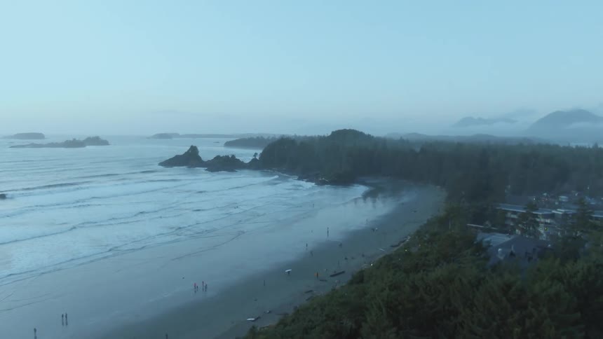 An aerial view of a beach