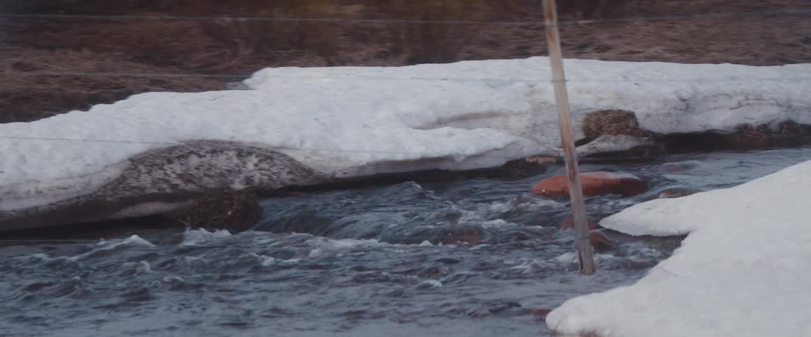 Water is flowing in a river at midday