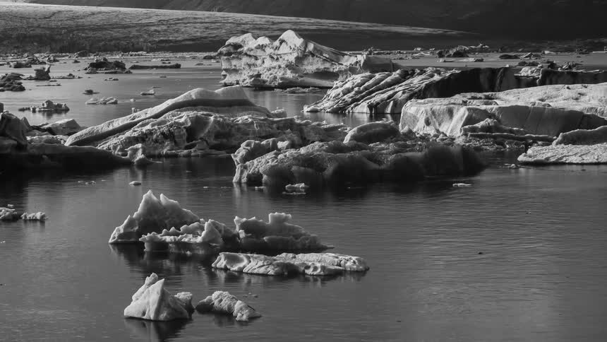Time lapse of icebergs in the water