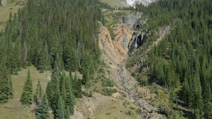 An aerial view of a mountain area