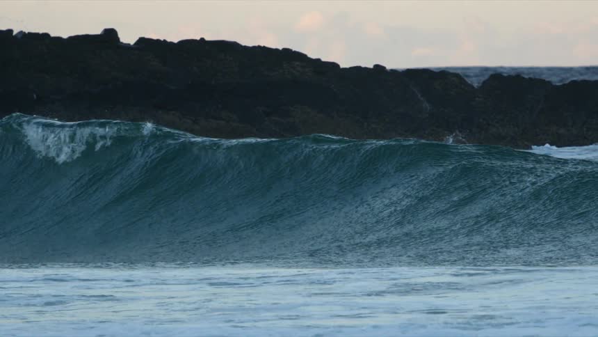 A static shot of an ocean