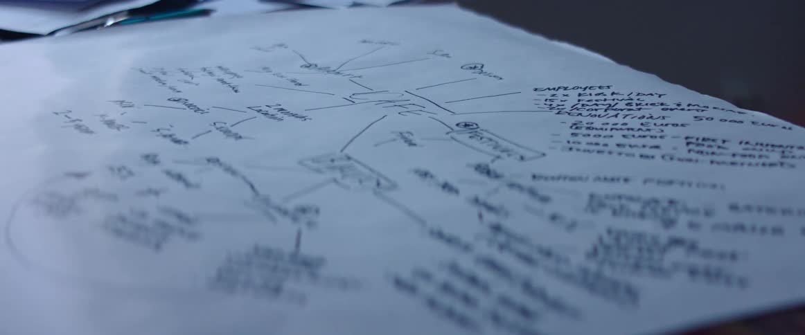 Close up of a business plan written on paper over a desk
