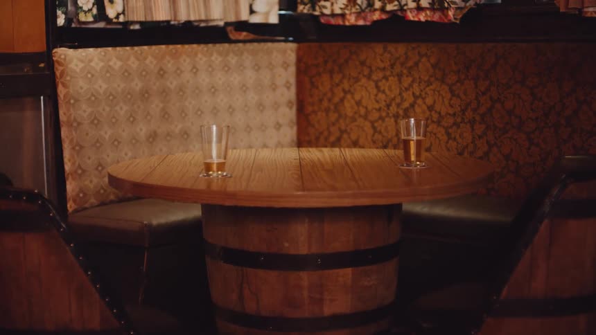 Two drinks are on the table