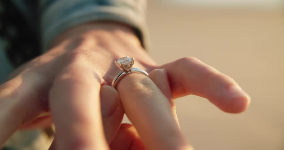 A person placing a ring on their finger